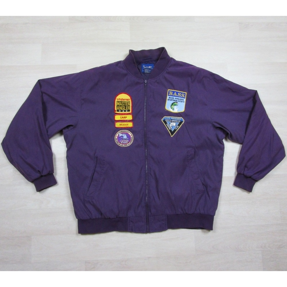 Vintage 90s‎ Duckster Fishing Jacket Mens (XL) Master Angler B.A.S.S. Patches